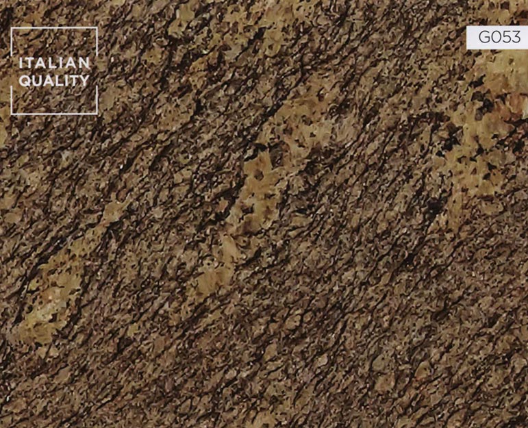 G053_Giallo-California_Granite Der Giallo California Granit ist ein gebänderter gelbgrauer Migmatit.