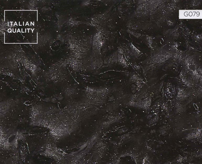 G079_Matrix_Granite Der Matrix Granit ist ein eleganter grauer brasilianischer Granit mit einer einzigartigen Textur. Die Schattierungen reichen von Dunkelgrau bis Schwarz und Silber.