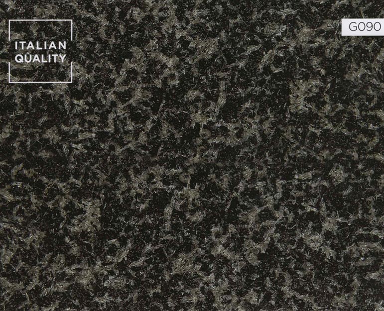 G090_New-Impala-Black_Granite New Impala Black Granit ist ein mittelkörniger Gabbro / Norit aus dem Präkambrium. Seine Farbpalette reicht von hell-, mittel- bis hin zu dunkelgrau. Der Stein wird in der Regel in diesen drei Farbstufen angeboten