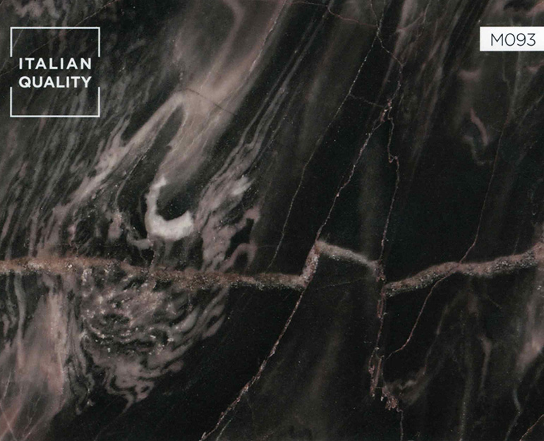 M093_Venice-Black_Marble Venice Black Marmor ist ein hochgradig mikrokristalliner Marmor. Unter dem Mikroskop lassen sich dunkle Graphitpartikel zwischen den feinen, meist transparenten Calcitkristallen erkennen.