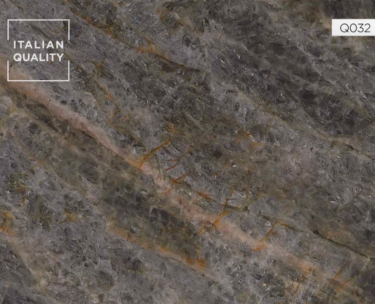 Q032_Quartzite-Sky_Quartzite Der Quarzite Sky Quarzit zeichnet sich durch seine interessante und abwechslungsreiche Textur aus. Schlicht und doch lebhaft, passt dieser edle Stein in jeden Raum – ob im Bad, in der Küche oder im Wohnbereich. Quarzite Sky sieht überall elegant aus.