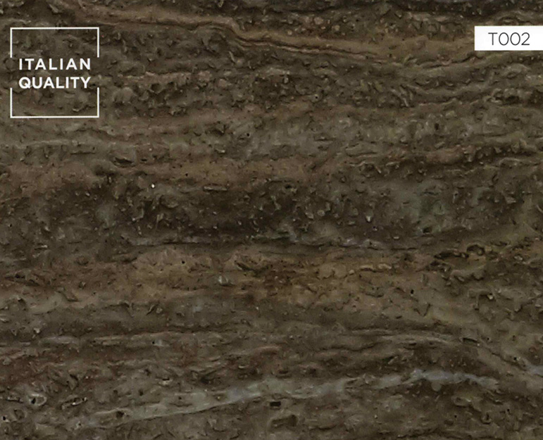 T002_Travertino-Brown-Silver_Travertine Der Travertino Brown Silver Travertin ist ein Stein, der durch die Überlagerung von Schichten mehr oder weniger definiert durch helle und dunkle graue Farbe, von Weiß und Ocker, mit unterschiedlicher Intensität und Silber besticht.